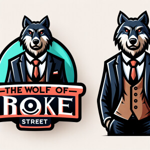 Design a logo for a YouTube channel named "The Wolf of Broke Str...