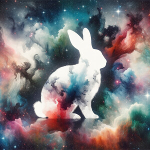 A cosmic outer space pretty watercolor graphic splattered on the...