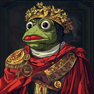Pepe with pumped-up lips of a bright red color in carton style...