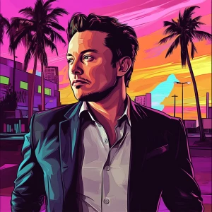 Elon Musk in GTA art style — — in the style of a Grand Theft Au...