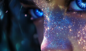 portrait | wide angle shot of eyes off to one side of frame, luc...