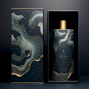 Luxurious product package design, box sleeve, mountains and sea...