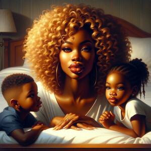 Glossy super detail oil painting African American women full lip...