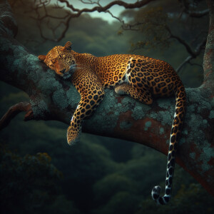 Leopard sleeping