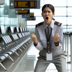 Airline gate agent peeing her pants