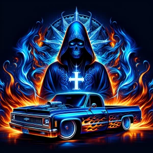 create an image depicts a striking and vibrant digital art style...