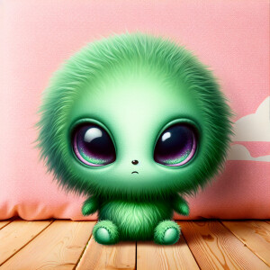 Cute and Fluffy green alien