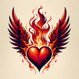 Simple Flaming heart with wings