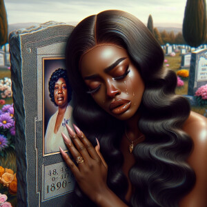 A beautiful light-skinned African-American woman with long wavy...
