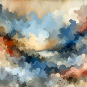 Describe an abstract illustration in stunning faint shades of gr...