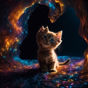 In the midst of a darkened landscape, a bioluminescent outré sin...