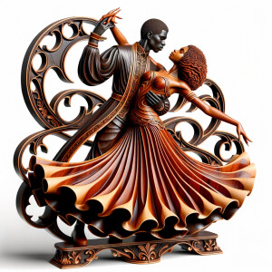 3d wood and porcelain sculpture of an Afrocentric woman with a m...