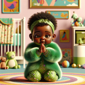 A 3D realistic illustration
 of a light-skinned African-American...
