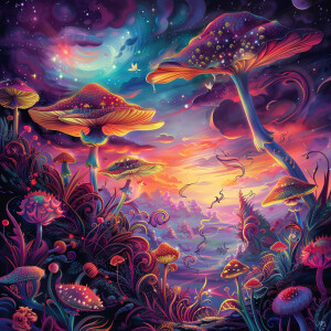 Mushrooms, beautiful landscape, smooth, intricate, elegant, digi...