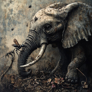 An ant eating an elephant