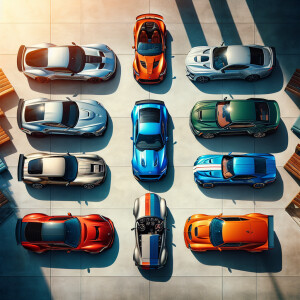 Generate an image showing six different car models in various co...