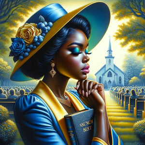 An airbrush oil painting depicts an African American woman with...