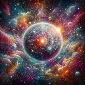 Design an illustration featuring a 1000-dimensional cosmic plane...