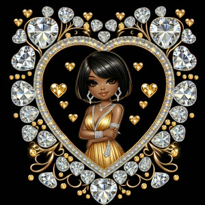 Enhance the heart-shaped design by adding an ornate border of di...