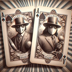 Pair of Aces, Diamond and spades , poker playing cards, anthropo...