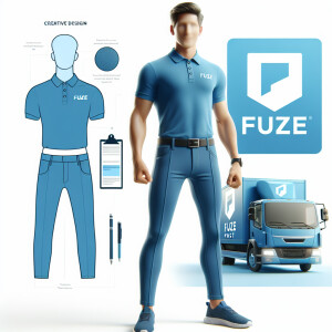 I want a mascot like a transport person who wears a blue polo co...