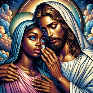 Ensure that the image distinctly represents both Jesus Christ an...