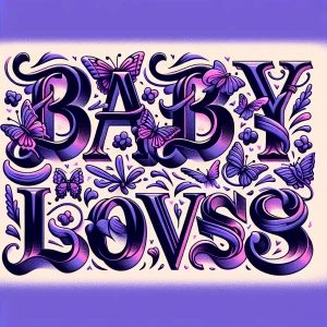 Create a design featuring the phrase "baby loves" in various cal...
