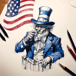 Create a detailed, hand-drawn style sketch of Uncle Sam that app...