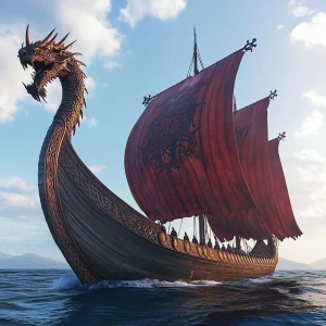 Create an image of the largest Viking longship ever constructed...