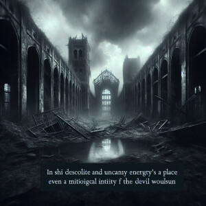 Depict an abandoned, sinister location so eerie and foreboding t...