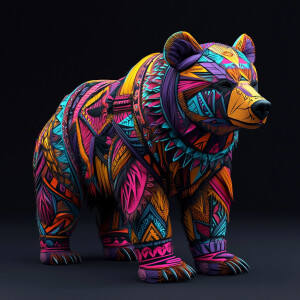 Create a 3D rendering that features an array of a vibrantly-colo...