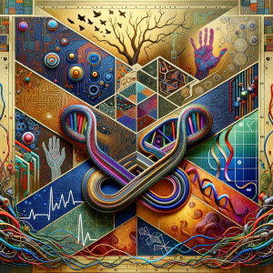 The golden ratio, Minimalist art Circuit, boards, circuitry, diagrams Cellular structures, DNA, circuit boards, colorful wires,  asian and Egyptian  graffiti, lie detector graphs, cardio, printout , branches infinity sign, cave, Art, handprints, distant birds flying, flowering vines, abstract gestural painting, dna