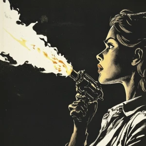 A girl with a flamethrower --sref 2