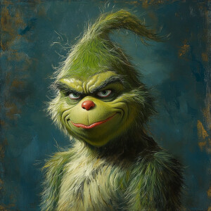 painted by Rembrandt,  Portrait of the movie character The Grinc...