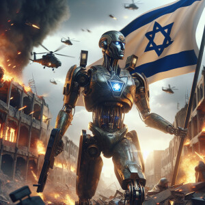 Israel as a transformer character, adorned with king David armor...