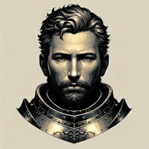 Make a tik tok avatar of a stoic knight.