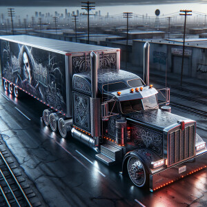 Lowrider kenworth diesel  truck with trailer, with horror core,8...