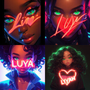 3D image of the words LUV LIYAH with a red heart in the middle o...