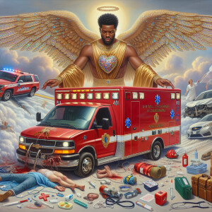 Create a realistic 3D oil painting depicting a scene of emergenc...
