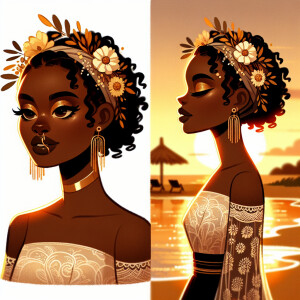 Create a digital cartoon illustration depicting a woman of Afric...
