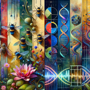 The golden ratio, Minimalist art Circuit, boards, circuitry, diagrams Cellular structures, DNA, circuit boards, colorful wires,  asian and Egyptian  graffiti, lie detector graphs, cardio, printout , branches infinity sign, cave, Art, handprints, distant birds flying, flowering vines, abstract gestural painting, dna