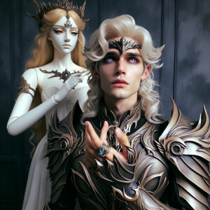 Caranthir-Ar-Fieniel from the Witcher kneels down before Queen T...