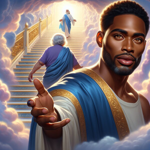 Create a 3-D Realistic image of a handsome African-American Jesu...