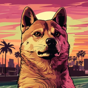 MEME DOGE in GTA art style, , in the style of a Grand Theft Aut...