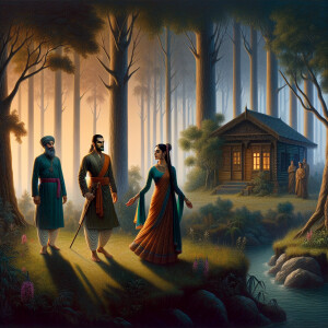Two men and one woman stand near an abandoned house on the outsk...