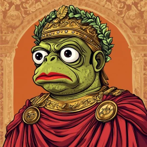 Pepe with pumped-up lips of a bright red color in carton style...