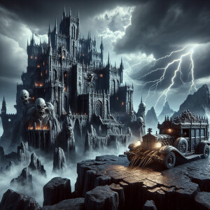 "Create an ultra-detailed, ultra-realistic 3D render of a menaci...