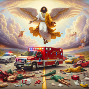 Create a realistic 3D oil painting depicting a scene of emergenc...