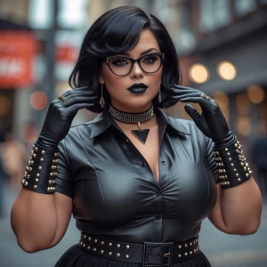 Create a very curvy and very busty woman of Ashkenazi, German, F...