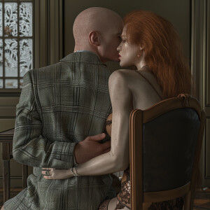 A photorealistic high resolution image. Light ginger haired fema...